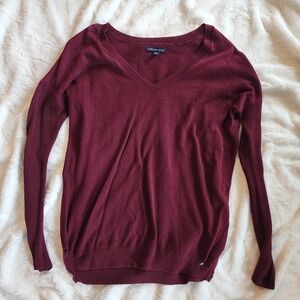 American Eagle Outfitters Deep Red V-Neck Sweater